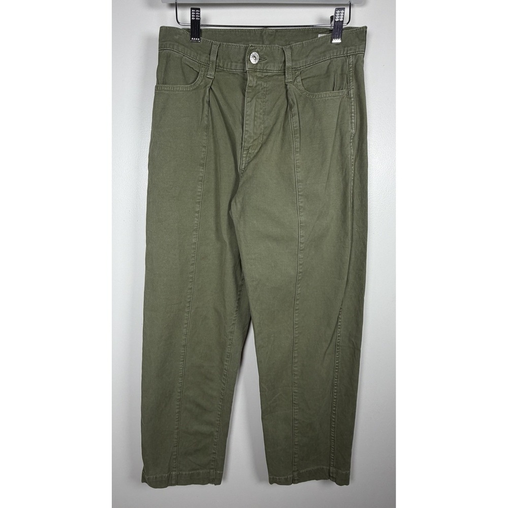AYR Size 27 The Recess Olive Green Wide Leg High Rise Front Seam Canvas Pants - Picture 4 of 14